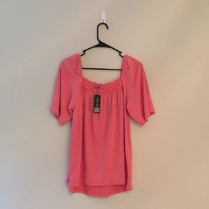 NWT Cable & Gauge Pink Blouse With Lace Trim S